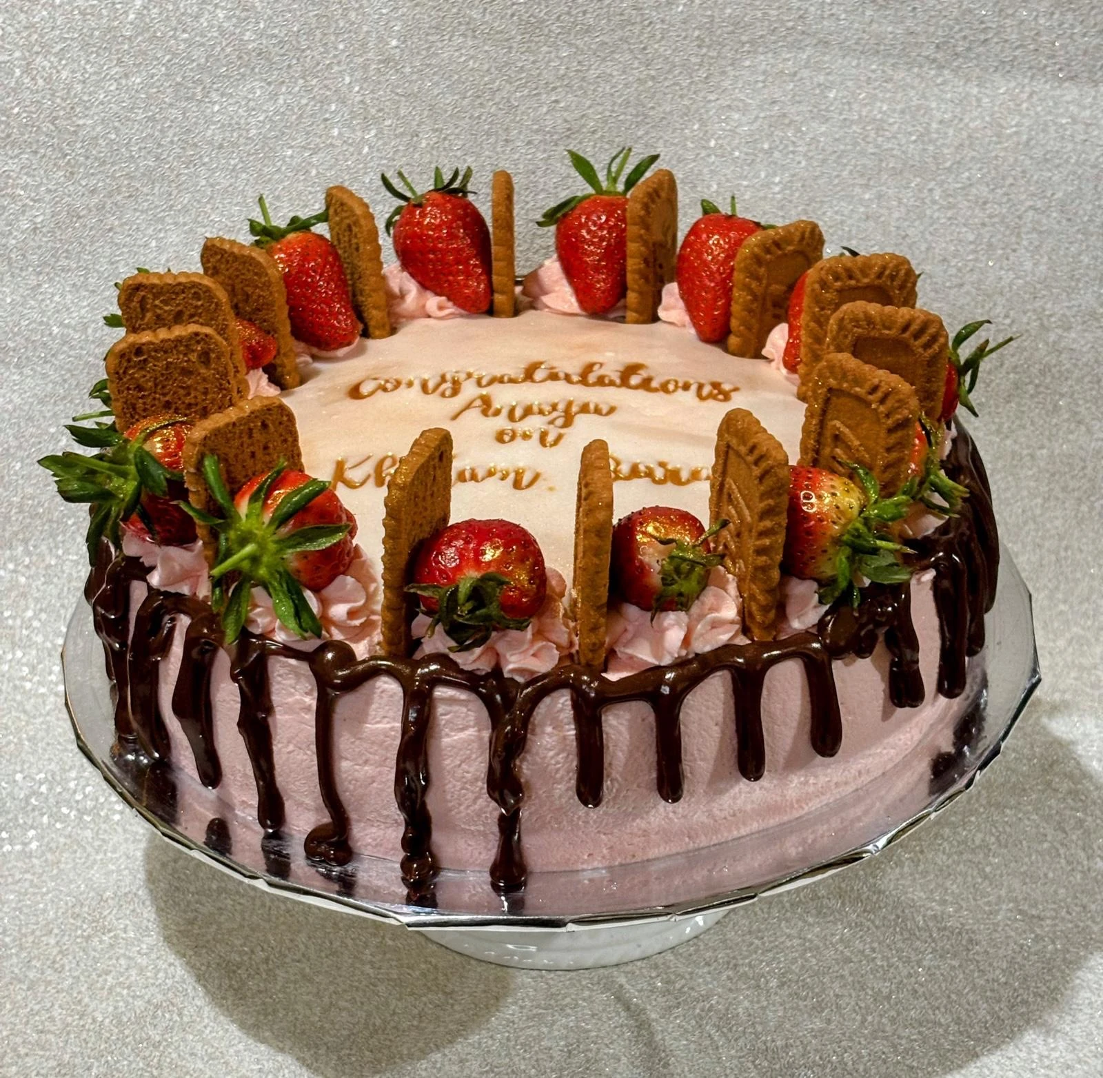 Biscoff and strawberry cake