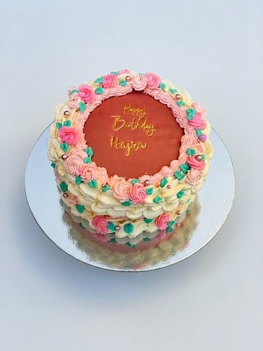 Floral piped celebration cake