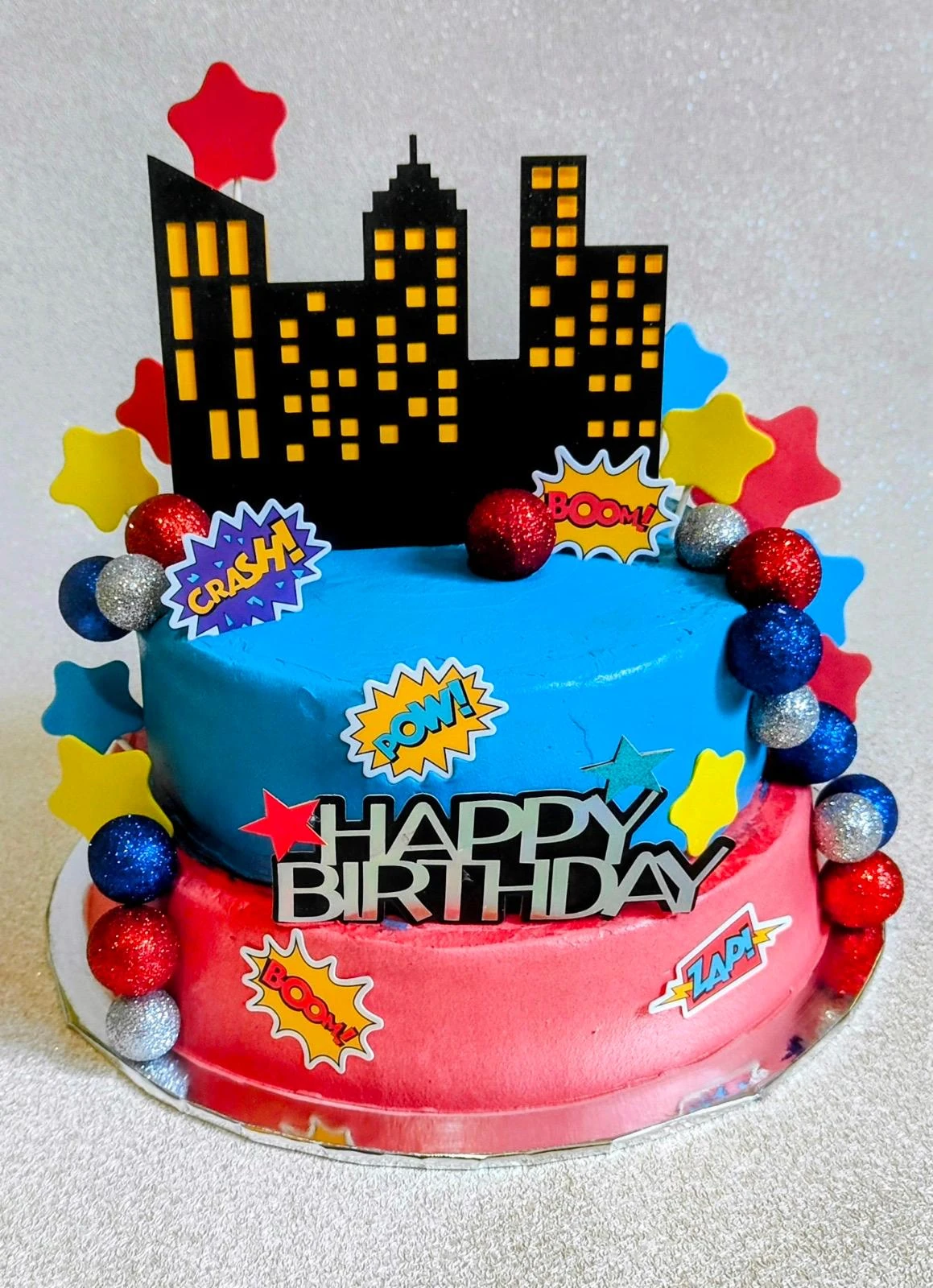Superhero birthday cake